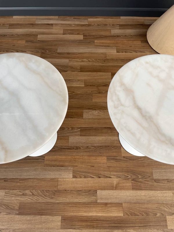 Pair of Mid-Century Modern Style Marble Stone Tulip Side Tables