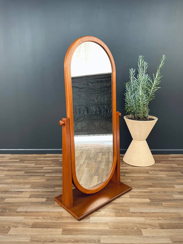 Vintage Danish Modern Sculpted Teak Free Standing Dressing Mirror, c.1960’s