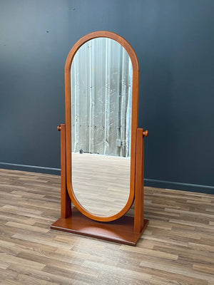 Vintage Danish Modern Sculpted Teak Free Standing Dressing Mirror, c.1960’s
