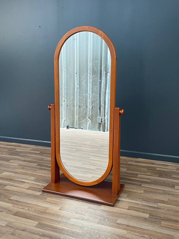 Vintage Danish Modern Sculpted Teak Free Standing Dressing Mirror, c.1960’s