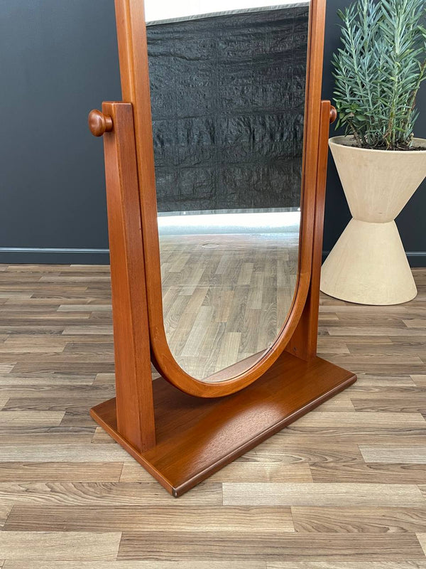 Vintage Danish Modern Sculpted Teak Free Standing Dressing Mirror, c.1960’s