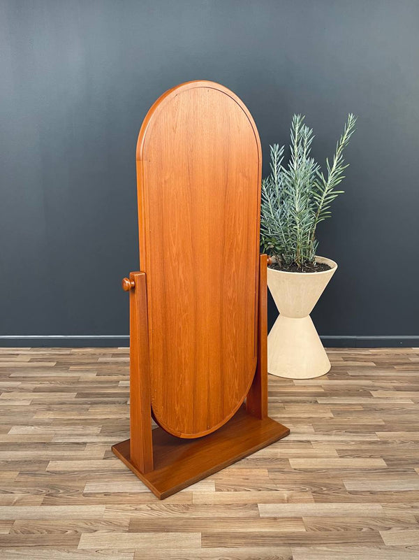 Vintage Danish Modern Sculpted Teak Free Standing Dressing Mirror, c.1960’s