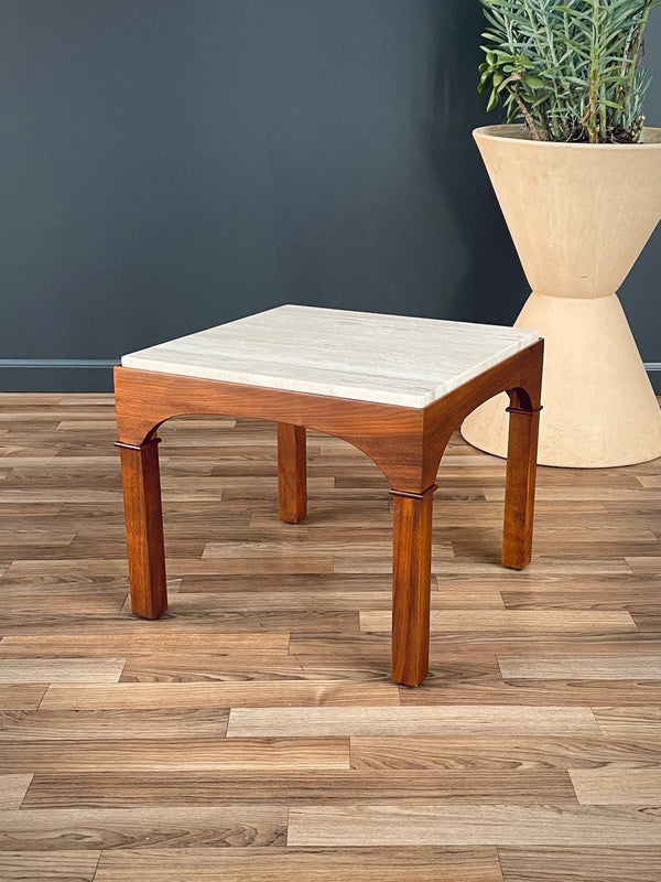 Mid-Century Modern Travertine Stone Side Table by John Keal for Brown Saltman, c.1960’s