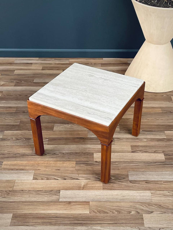 Mid-Century Modern Travertine Stone Side Table by John Keal for Brown Saltman, c.1960’s