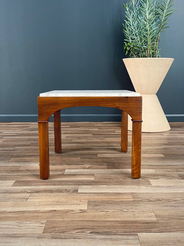 Mid-Century Modern Travertine Stone Side Table by John Keal for Brown Saltman, c.1960’s