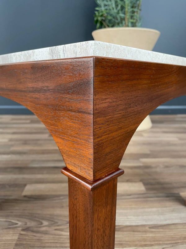 Mid-Century Modern Travertine Stone Side Table by John Keal for Brown Saltman, c.1960’s