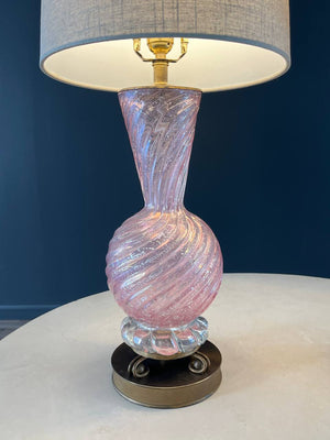 Pair of Mid-Century Modern Pink Murano Table Lamps by Barovier & Toso, c.1960’s
