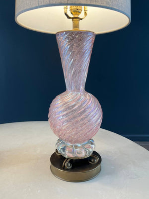 Pair of Mid-Century Modern Pink Murano Table Lamps by Barovier & Toso, c.1960’s