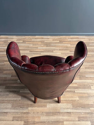Vintage Georgian Chesterfield Style Leather Wing Back Chair, c.1960’s