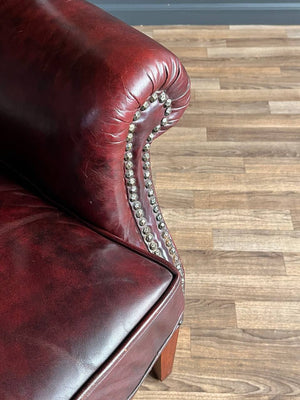 Vintage Georgian Chesterfield Style Leather Wing Back Chair, c.1960’s