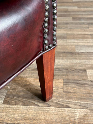 Vintage Georgian Chesterfield Style Leather Wing Back Chair, c.1960’s