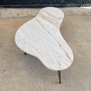 Vintage Mid-Century Modern Biomorphic Marble Stone Coffee Table with Brass Legs, c.1960’s