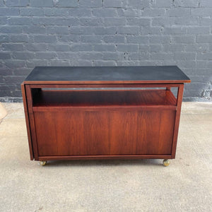 Vintage Mid-Century Modern Expanding Rolling Serving Cart with Cane Doors, c.1960’s