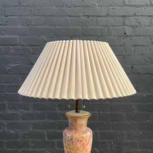 Vintage French Style Porcelain & Brass Table Lamp with Shade, c.1960’s