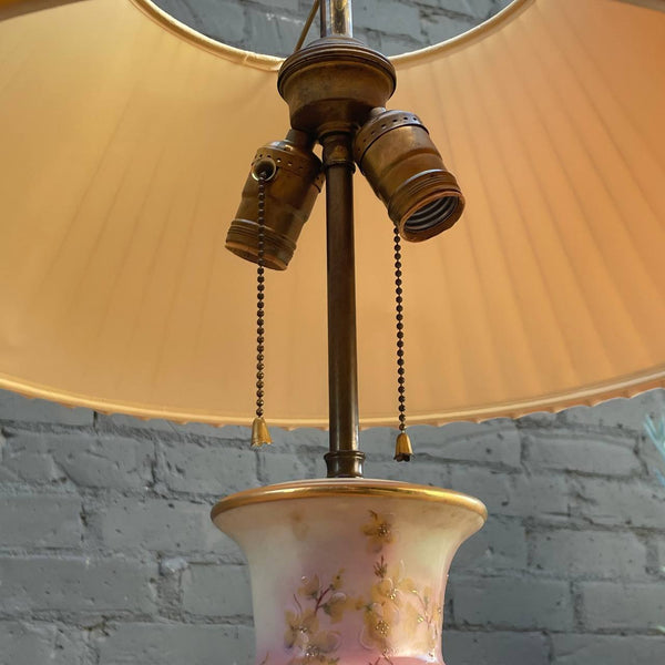 Vintage French Style Porcelain & Brass Table Lamp with Shade, c.1960’s