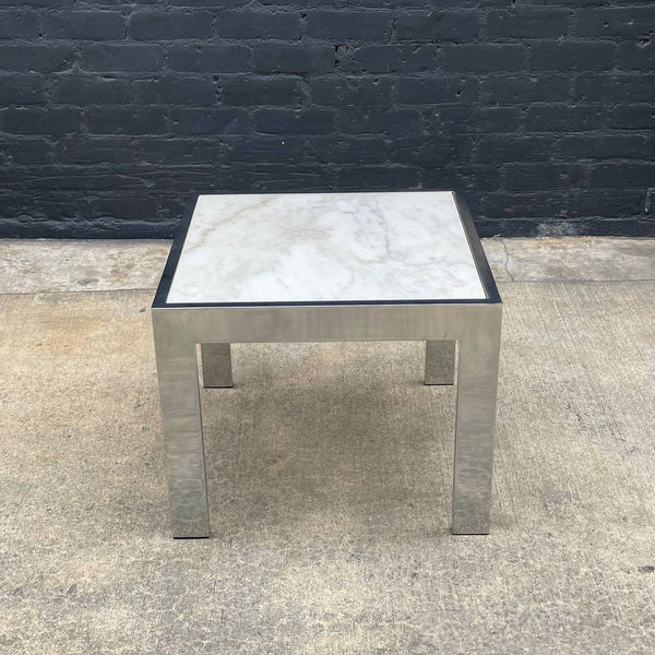 Vintage Chrome & Carrara Marble Side Table, c.1970’s