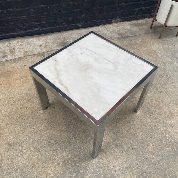 Vintage Chrome & Carrara Marble Side Table, c.1970’s