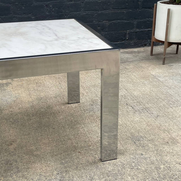 Vintage Chrome & Carrara Marble Side Table, c.1970’s