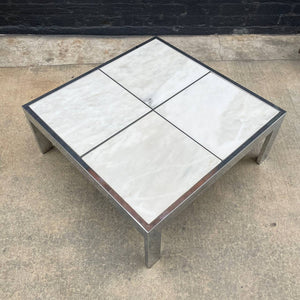 Vintage Chrome & Carrara Marble Coffee Table, c.1970’s