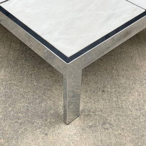 Vintage Chrome & Carrara Marble Coffee Table, c.1970’s