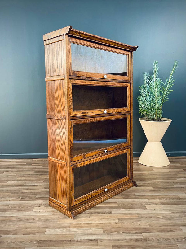 Vintage Barristers Oak & Glass 4-Tier Bookcase Shelf Cabinet, c.1960’s