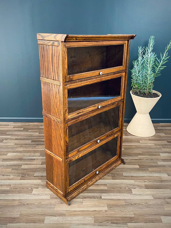 Vintage Barristers Oak & Glass 4-Tier Bookcase Shelf Cabinet, c.1960’s