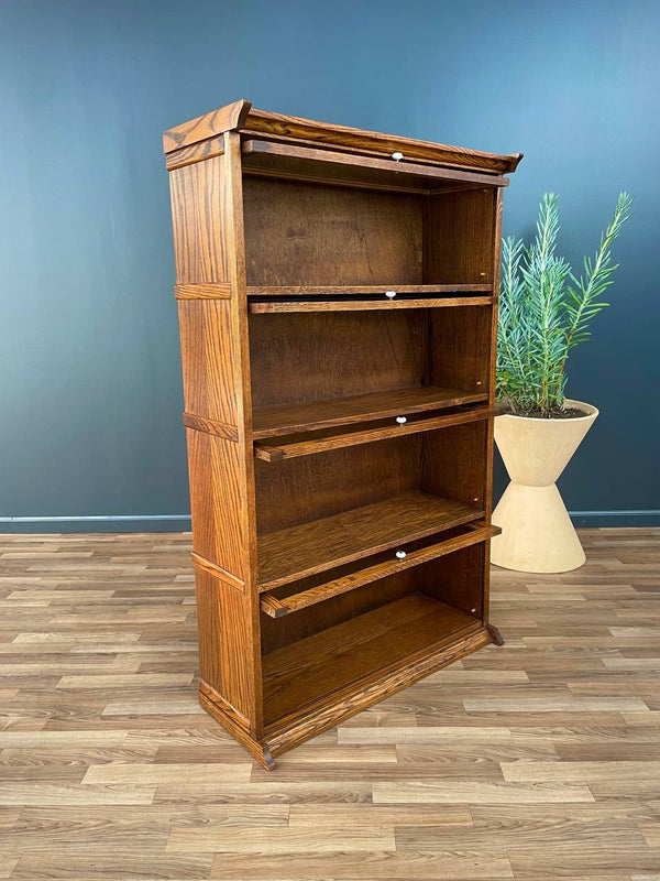 Vintage Barristers Oak & Glass 4-Tier Bookcase Shelf Cabinet, c.1960’s