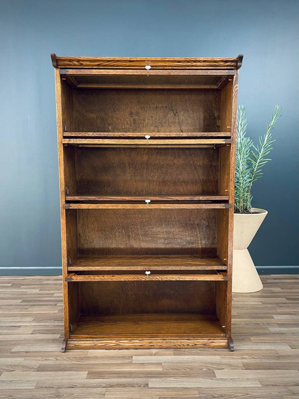 Vintage Barristers Oak & Glass 4-Tier Bookcase Shelf Cabinet, c.1960’s