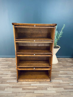 Vintage Barristers Oak & Glass 4-Tier Bookcase Shelf Cabinet, c.1960’s