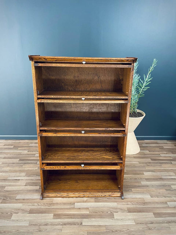 Vintage Barristers Oak & Glass 4-Tier Bookcase Shelf Cabinet, c.1960’s