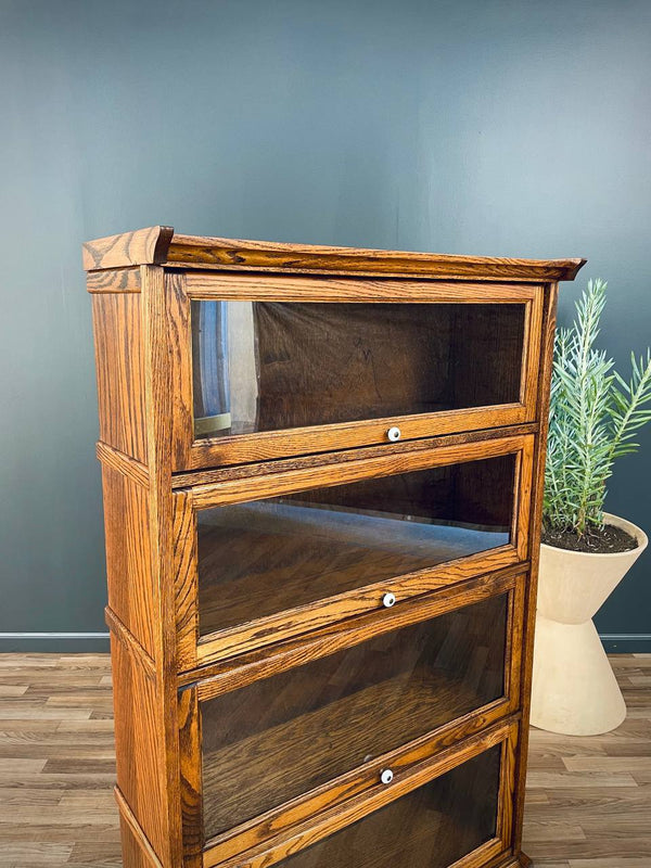 Vintage Barristers Oak & Glass 4-Tier Bookcase Shelf Cabinet, c.1960’s