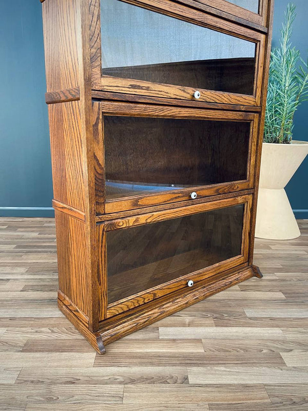 Vintage Barristers Oak & Glass 4-Tier Bookcase Shelf Cabinet, c.1960’s