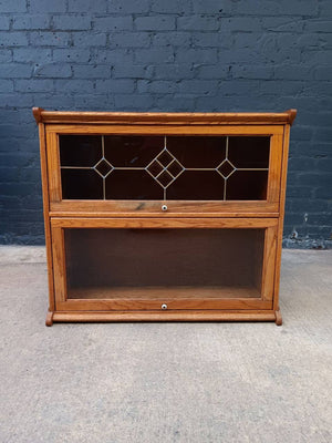 Vintage Barristers Oak & Glass 2-Tier Bookcase Shelf Cabinet, c.1970’s