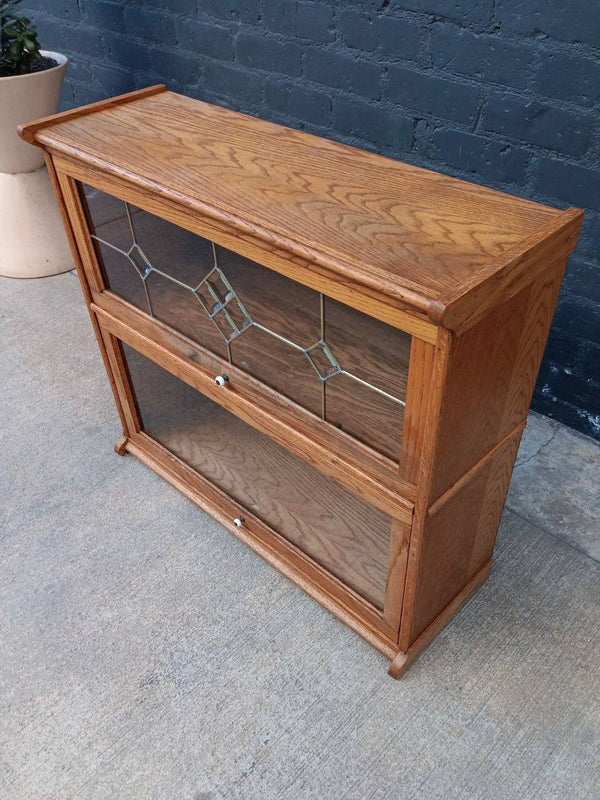 Vintage Barristers Oak & Glass 2-Tier Bookcase Shelf Cabinet, c.1970’s