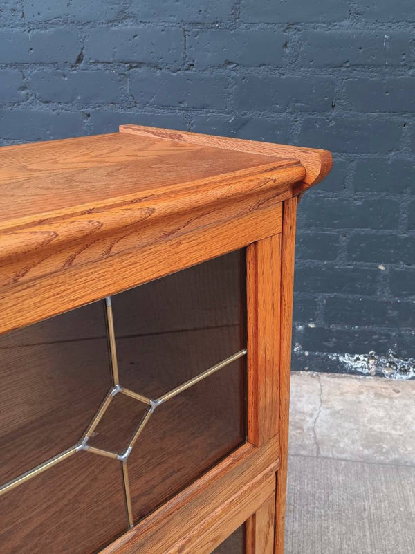 Vintage Barristers Oak & Glass 2-Tier Bookcase Shelf Cabinet, c.1970’s