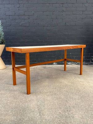 Mid-Century Danish Modern Teak & Ceramic Top Console Table by Trioh, c.1960’s