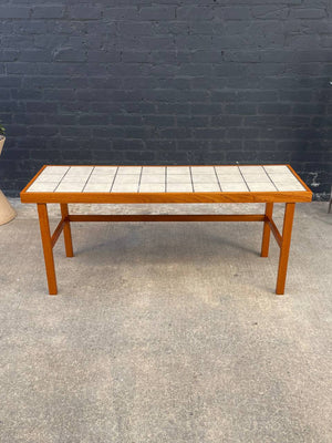 Mid-Century Danish Modern Teak & Ceramic Top Console Table by Trioh, c.1960’s