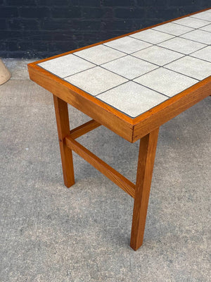 Mid-Century Danish Modern Teak & Ceramic Top Console Table by Trioh, c.1960’s