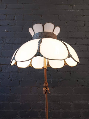 Vintage Art Deco Style Floor Lamp with Tiffany Style Shade, c.1930’s