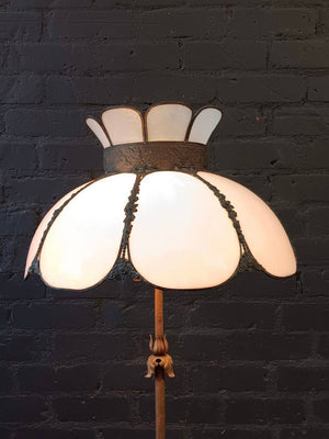 Vintage Art Deco Style Floor Lamp with Tiffany Style Shade, c.1930’s