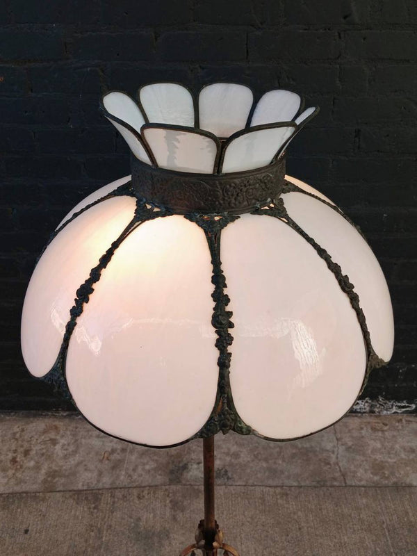 Vintage Art Deco Style Floor Lamp with Tiffany Style Shade, c.1930’s