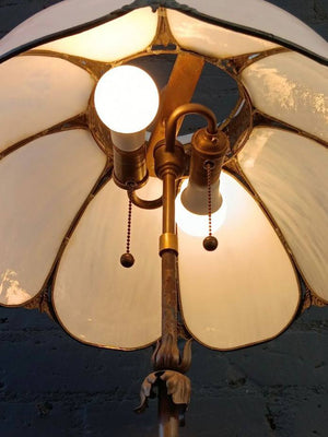 Vintage Art Deco Style Floor Lamp with Tiffany Style Shade, c.1930’s