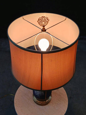 Vintage French Porcelain & Brass Table Lamp with Bird Motif, c.1950’s