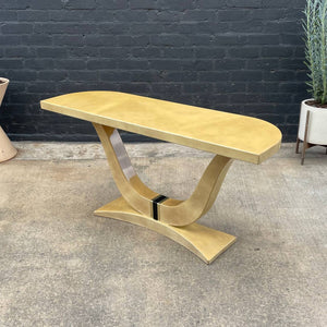 Vintage Mid-Century Modern Parchment Leather Console Table, c.1970’s