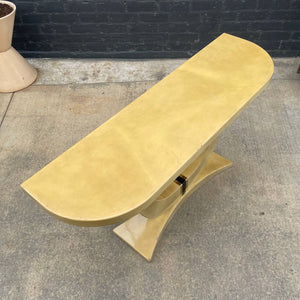 Vintage Mid-Century Modern Parchment Leather Console Table, c.1970’s