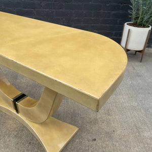 Vintage Mid-Century Modern Parchment Leather Console Table, c.1970’s