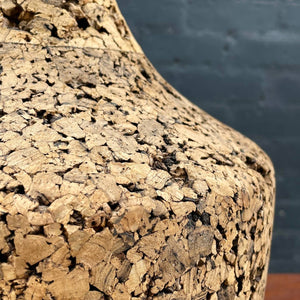Mid-Century Modern Walnut & Cork Table Lamp with New Shade
