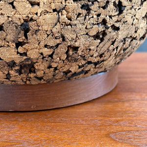 Mid-Century Modern Walnut & Cork Table Lamp with New Shade