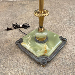 Vintage Art Deco Style Brass Floor Lamp with Tiffany Style Shade, c.1940’s