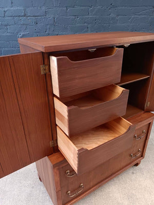 Mid-Century Modern Walnut & Burl Wood Highboy Dresser, c.1960’s
